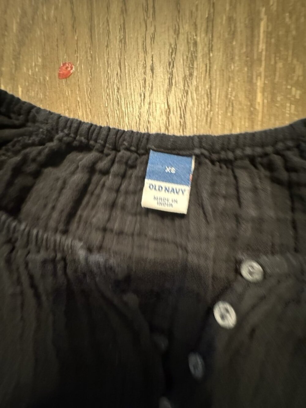 Old Navy Women Long Balloon Sleeve XS Black Gauze Henley Shirt Top - Picture 8 of 11